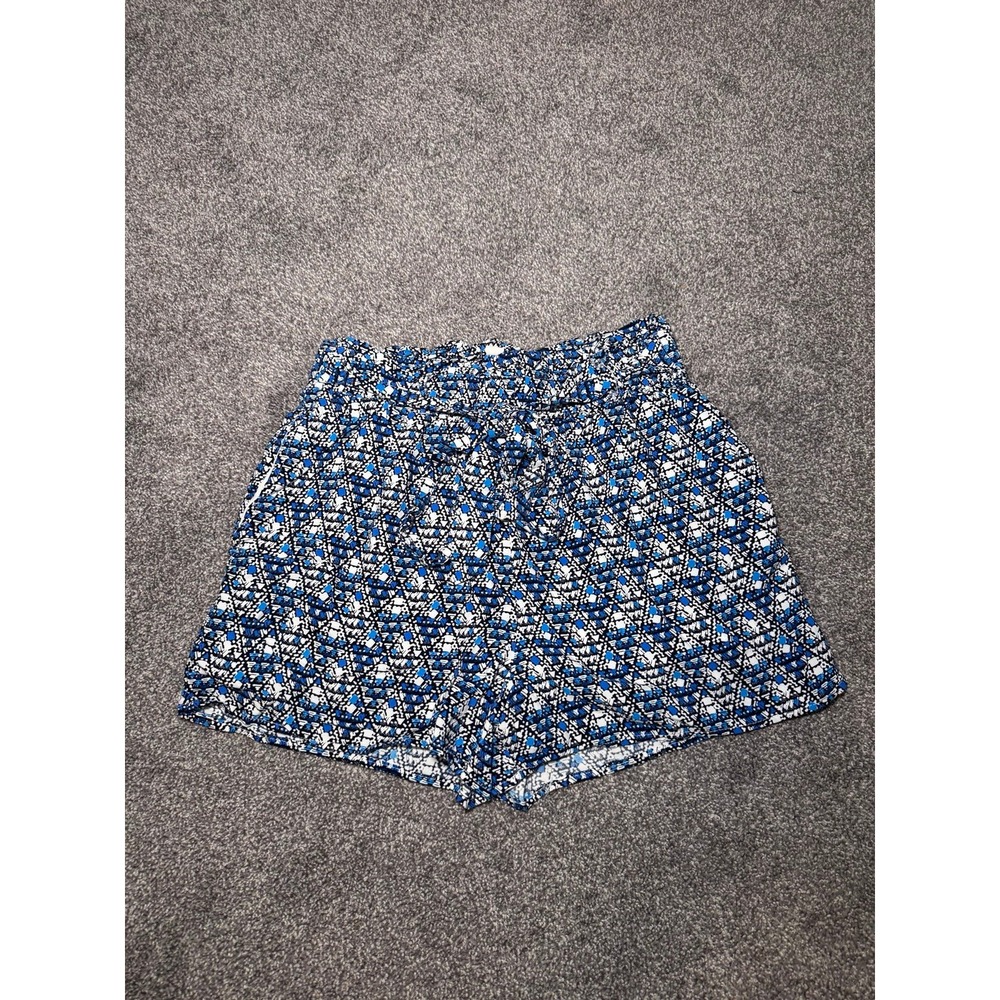 Blue Rain Blue & White Geometric‎ Print Shorts - Small